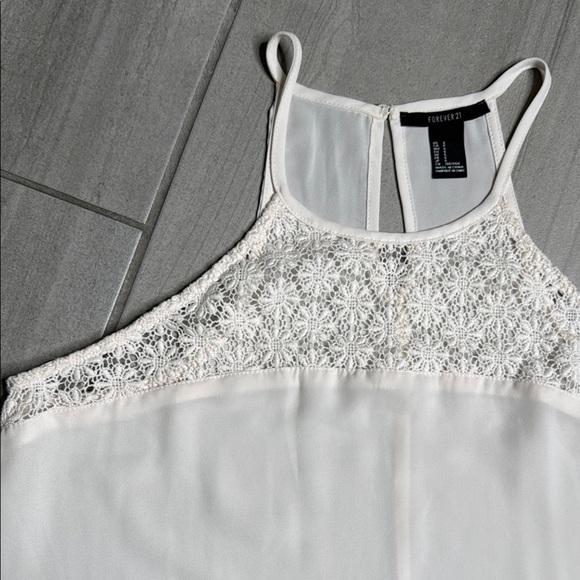 Forever 21 Cream and White Tank Top with Lace Detailing - Picture 2 of 5